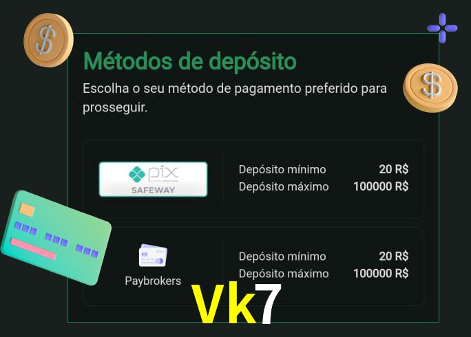 O cassino Vk7 oferece uma grande variedade de métodos de pagamento